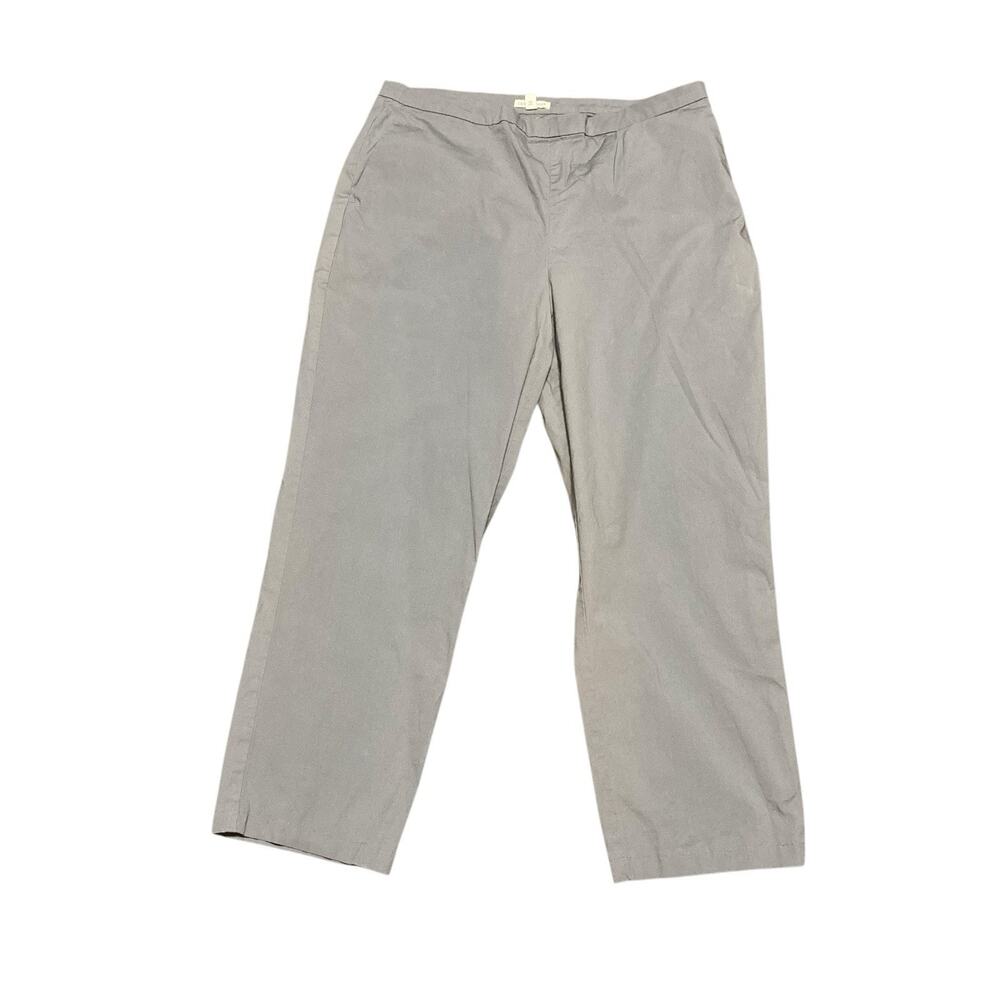 Eileen‎ Fisher Pants Womens 12 Gray Organic Cotton Side Zip Cropped Pant